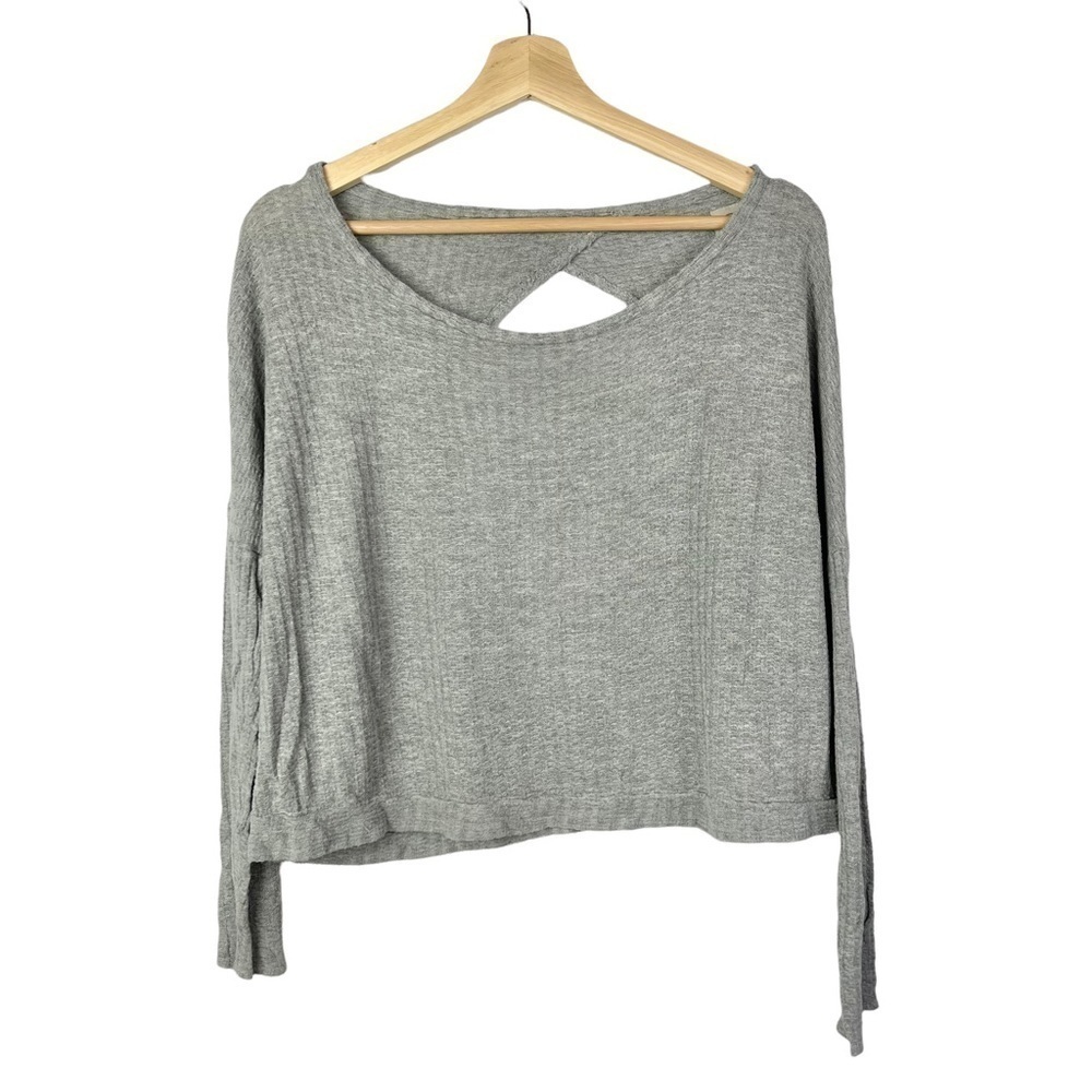 Chaser Light Gray Waffle‎ Knit Open Back Long Sleeve M